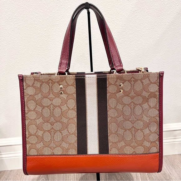 Coach Dempsey Carryall In Signature Jacquard With Stripe Tote Bag Crossbody Bag - Picture 2 of 7